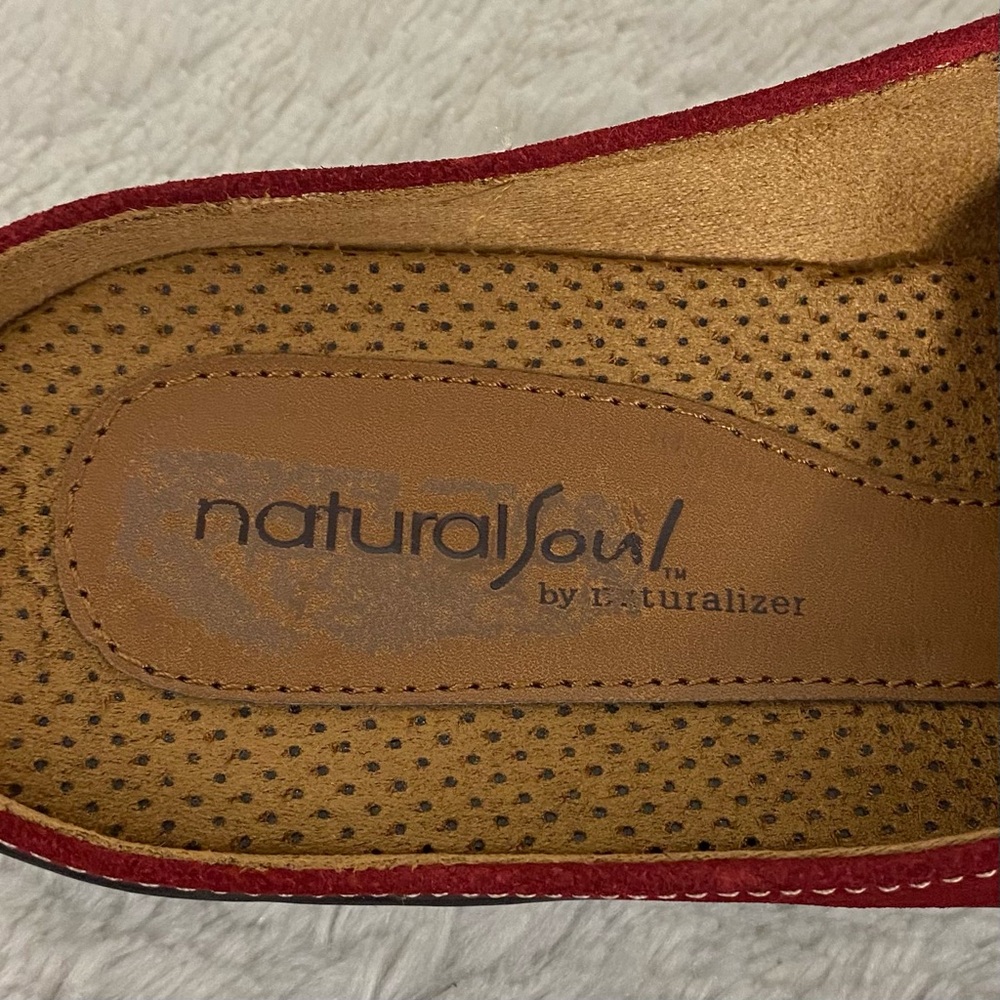 Natural Soul by Naturalizer Red Suede Slip-On Mules Women’s Size 8.5M - Picture 7 of 11